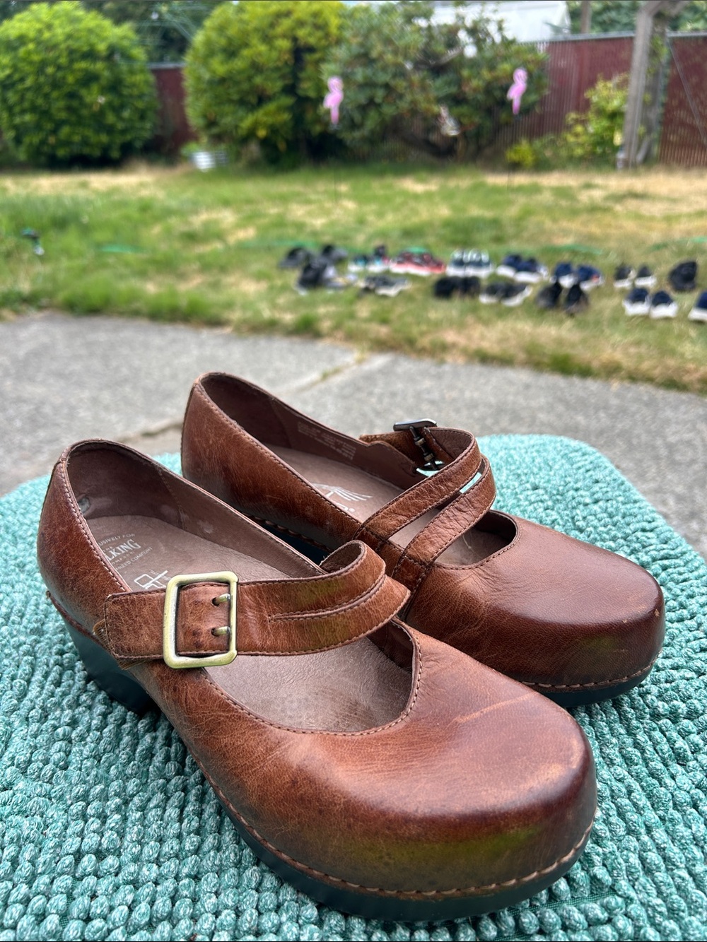 Dansko Roxian Women’s Brown Leather Mary Jane Clogs Sandals Size 38/7.5US